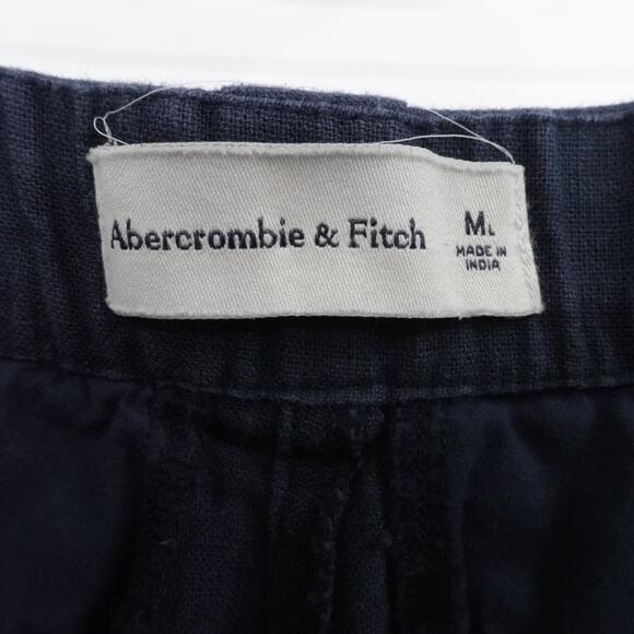 Abercombie Fitch Pants Womens Medium Blue Cargo Linen Blend Ultra Wide Leg - Picture 11 of 13